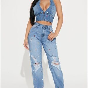 Fashion Nova two piece denim set